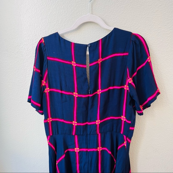 anthropologie HD in Paris blue & pink striped pane midi dress womens 8 - Picture 7 of 9
